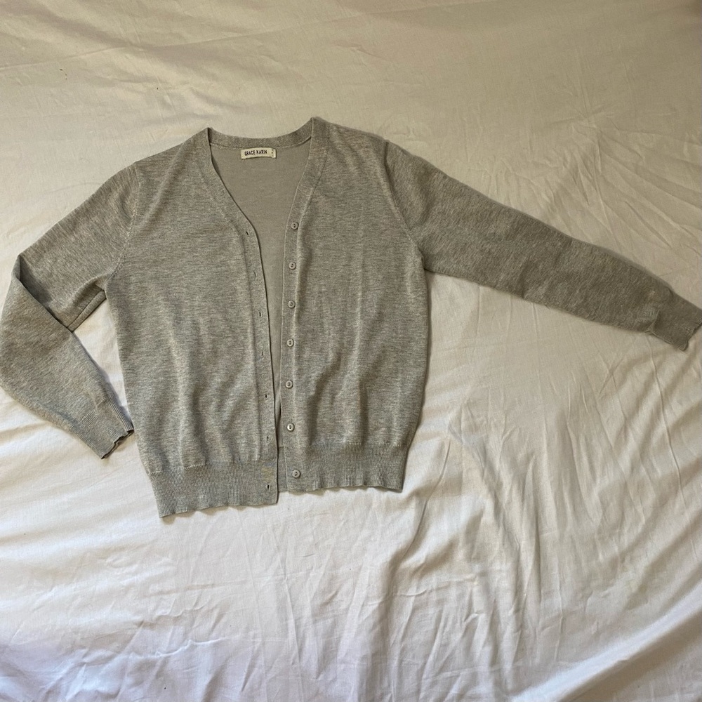 Grace Karin size L grey cardigan